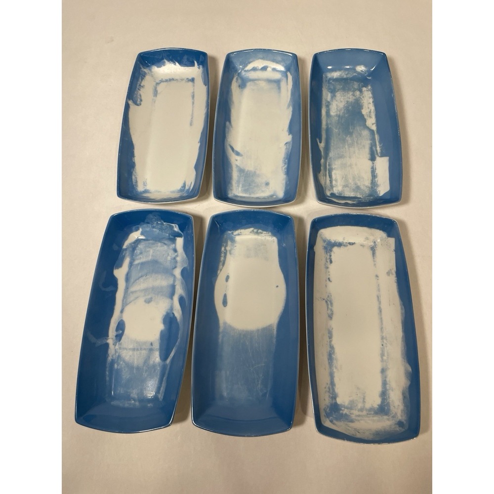 Set Of 6 Mid Century Vintage Schmid Porcelain Rectangular Dishes